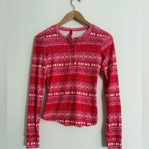 SKIMS Vibrant Red Patterned Long Sleeve